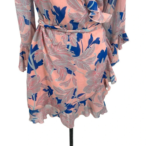 Red Carter Tessa Floral-Print Wrap Dress Pink Blue Size Large‎ - Picture 4 of 9